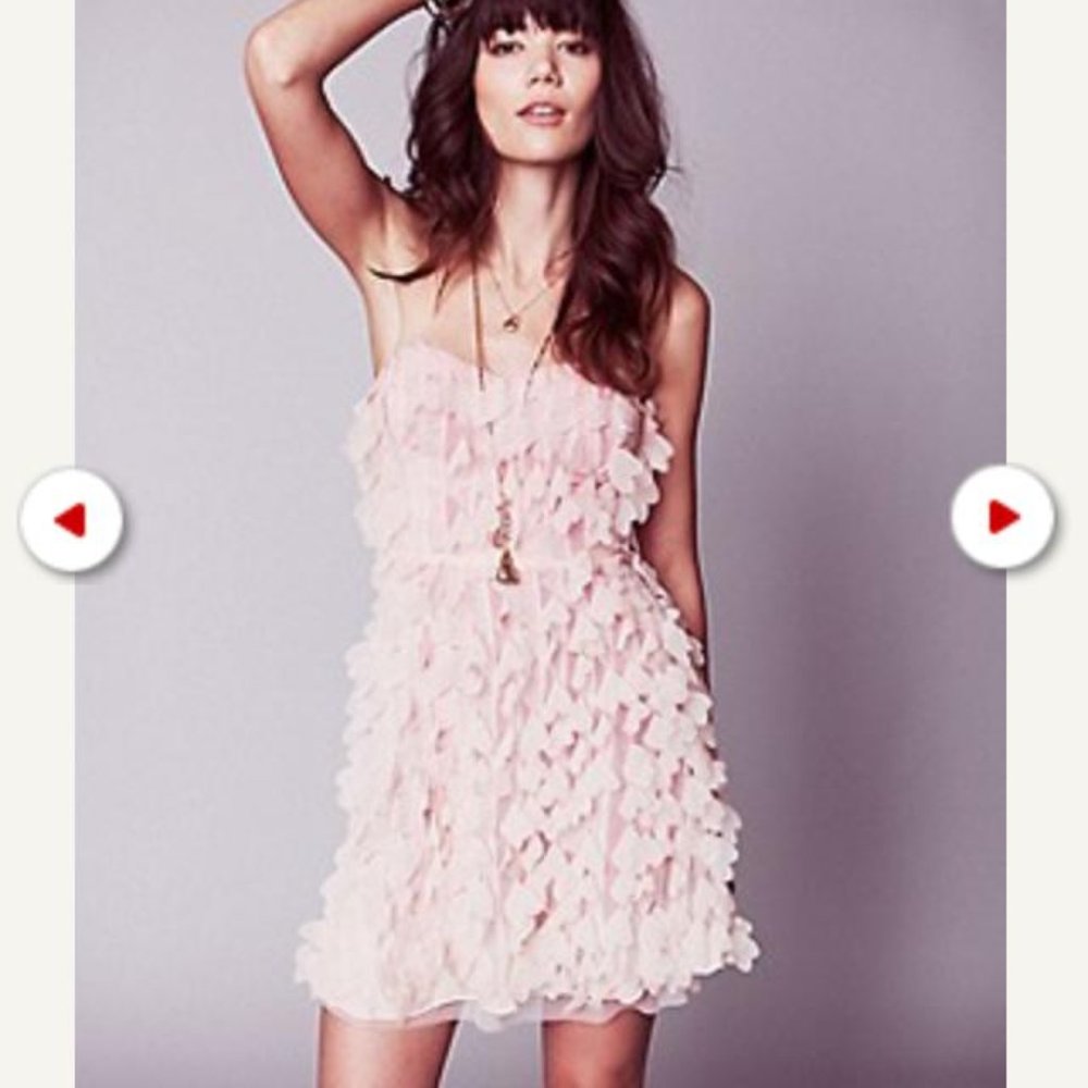 free people ballet slipper pink heart ruffle dress